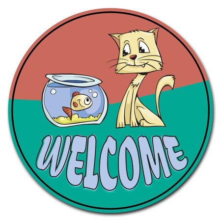 Signmission Welcome 2 Circle Corrugated Plastic Sign C-16-CIR-Welcome cat